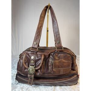 Vintage Diesel Spare Parts Y2K Brown Distressed Moto Shoulder Bag Purse